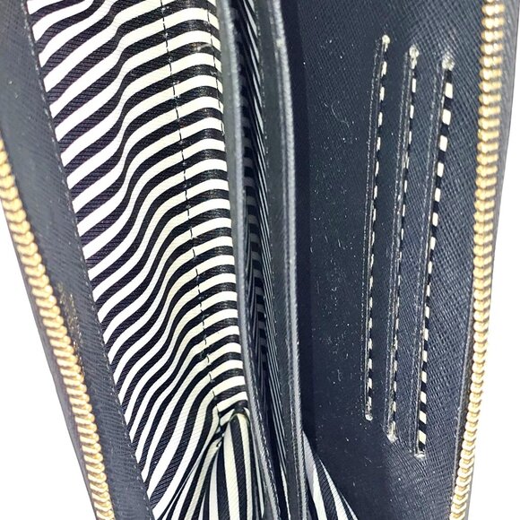 Kate Spade Women's Saffiano Black Leather Zip-Around Wristlet Wallet 133 - Picture 9 of 14